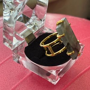 SS Labradorite cocktail ring gold plated Size 8